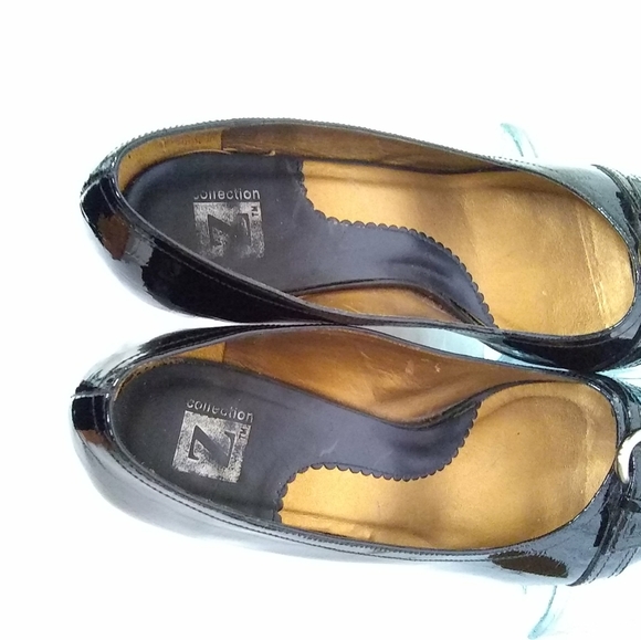 Z COLLECTION Womens Shoes Black Peep-Toe  T8520 PAT. LEATHER Croc 3" HEEL  8.5W - Picture 5 of 8
